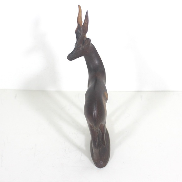 Mid Century Modern Carved Gazelle, Exotic Wood Sculpture, African Animal - Picture 4 of 10